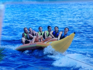 Our souvenir photo: Falling off the banana boat